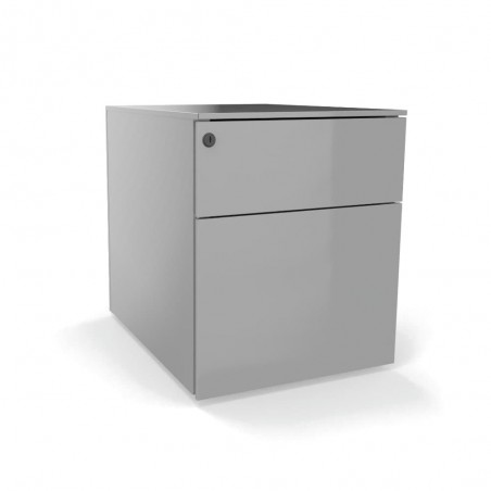 Caisson mobile en métal sur roulettes, 2 tiroirs dont 1 pour dossiers suspendus, livré monté