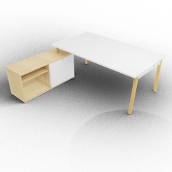 ROBIN - Bureau pieds arche bois avec retour porteur ROBIN - 5