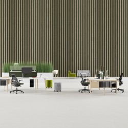 ROBIN - Bureau pieds arche bois avec retour porteur ROBIN - 1